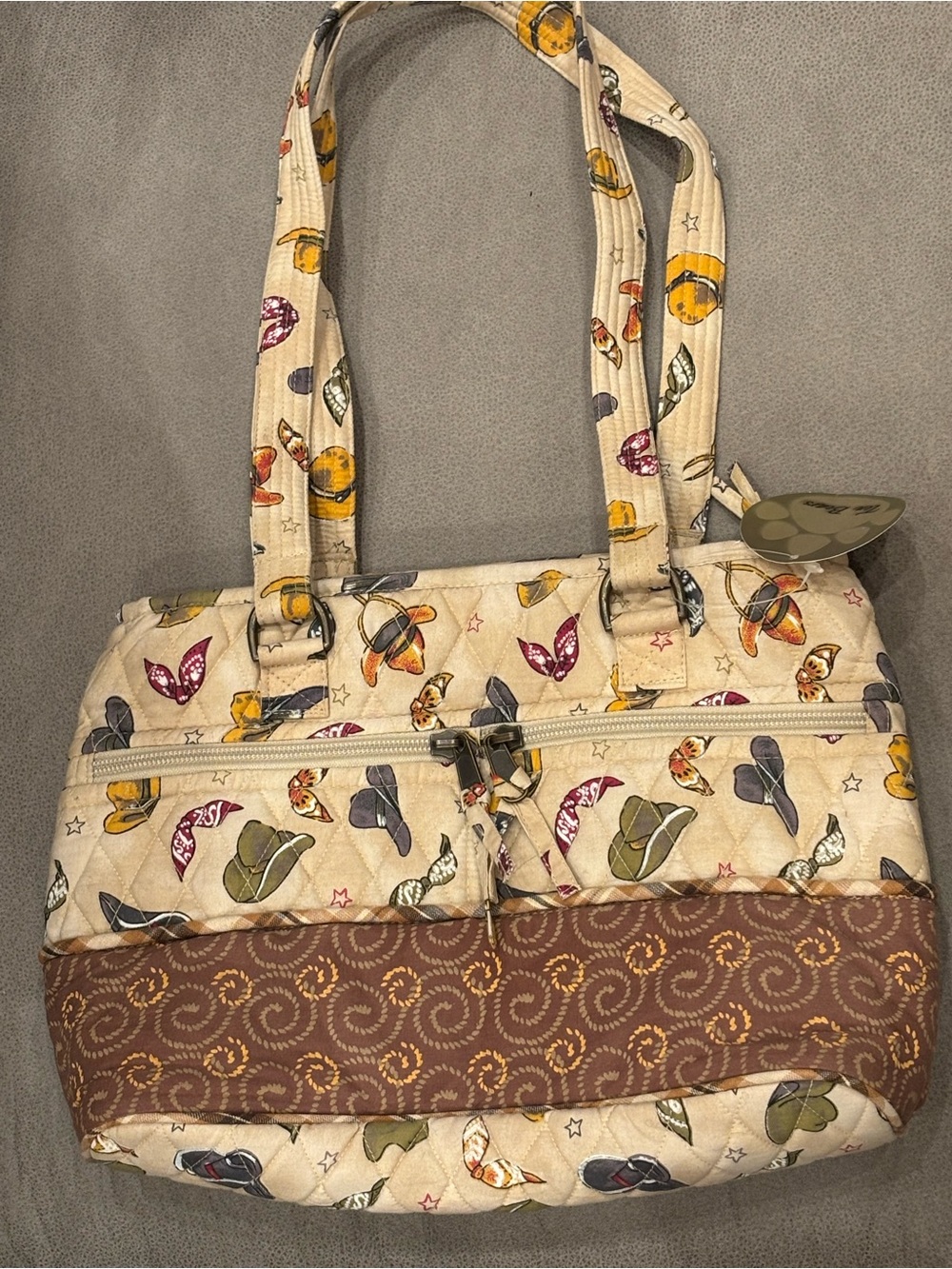 The bear Quilted Canvas Tote Bag